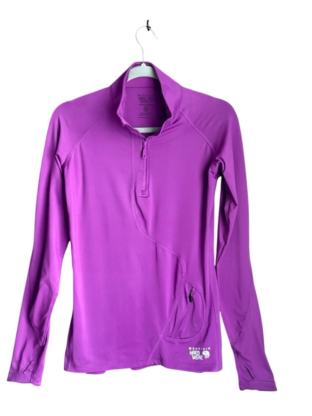 Mountain Hardwear Womens S Purple 1/4 Zip Athletic Pullover Thumbholes Stretch
